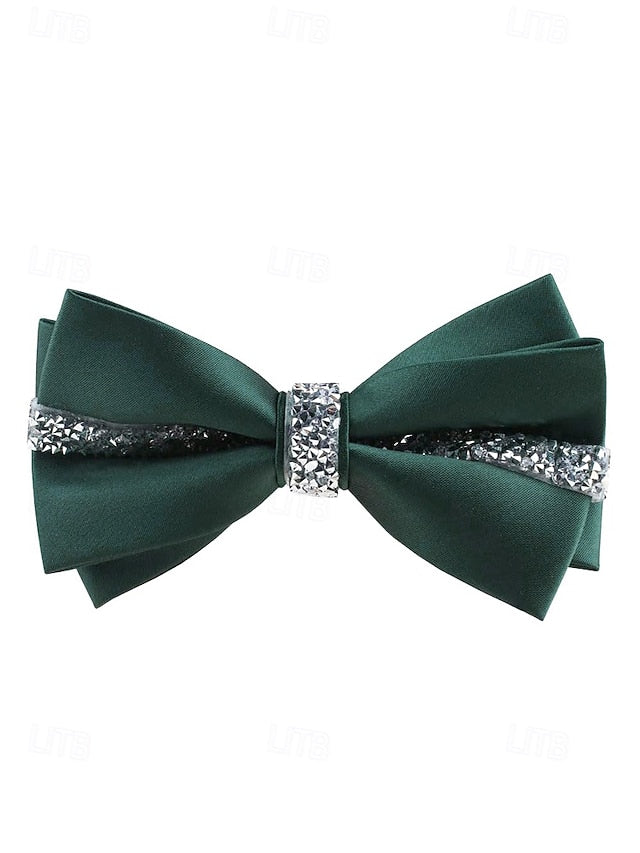 Crystal Embellishment with – Burgundy Elegant Tie Satin Bow