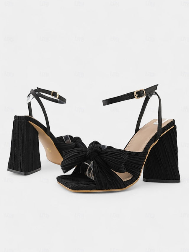 Textured Gold Rose Sandals Heel Knot and with Detail Block