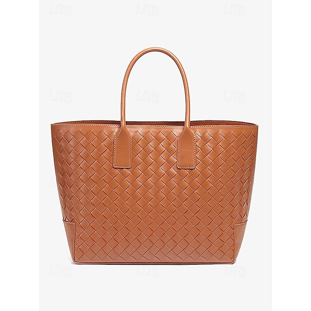 Stylish Brown Women's Leather Woven – Tote and Bag