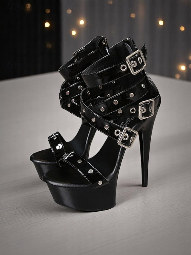 with High White Women's Straps Platform Buckled and Heels