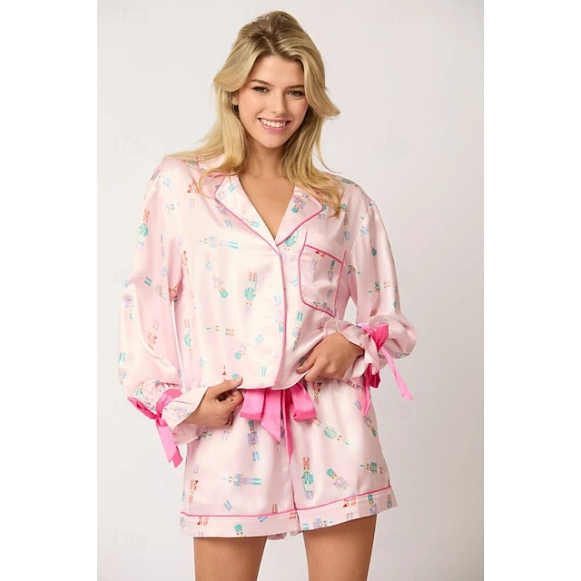 Santa Claus Sleepwear Pajamas Satin Pajama Women's Cosplay