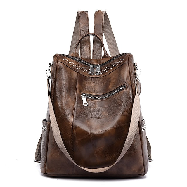 Large Backpack Women's - Leather Multi-Function Capacity