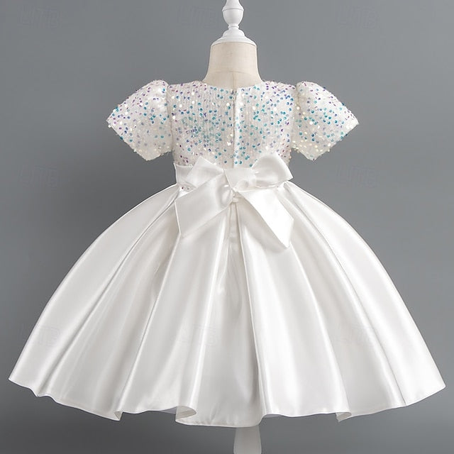 Dress Sequin Short Party Wedding Girls' Sleeve Toddler