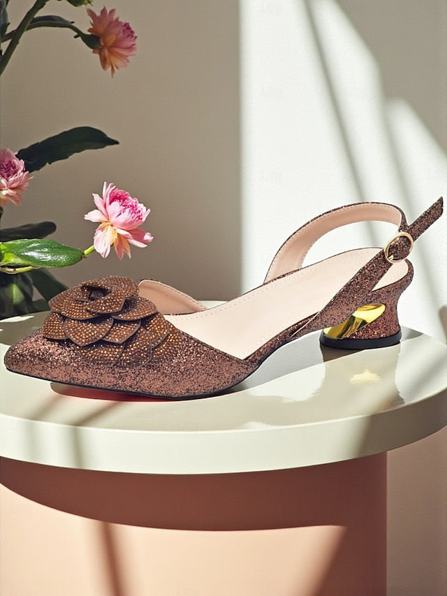 Evening Glitter Heels Clutch Matching and Slingback Women's