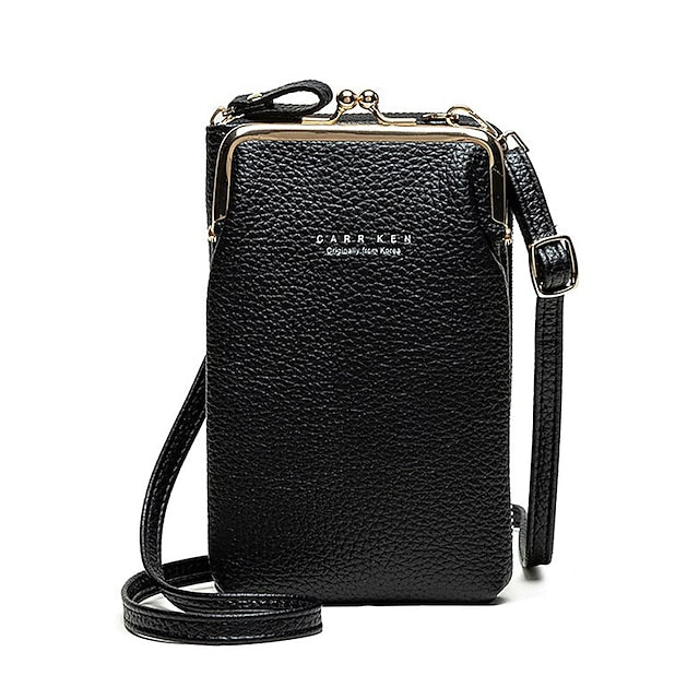 Faux Black Bag Women's with Gold Leather Frame Crossbody