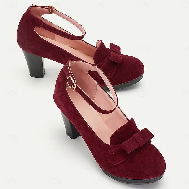 Bow Green Detail - Women's with Suede Jane Mary Heels