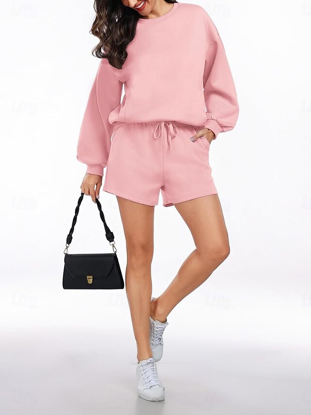 Women's Two Piece Sets Tracksuit Shorts Sets Long Sleeve