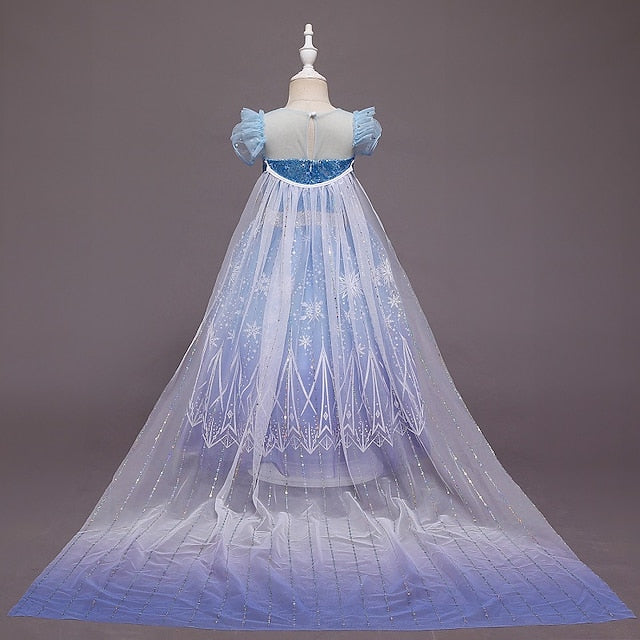 Hooded Princess Cape Elsa Dress Tulle Set Cloak With Crown