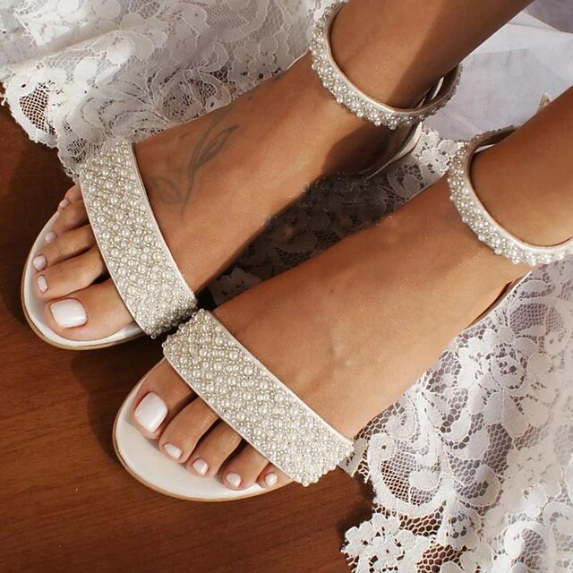 Women's Rhinestone Elegant Sandals Wedding Bridal - Ivory