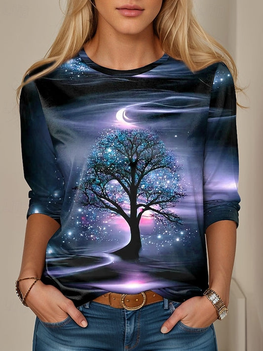 Women's T Shirt Print Graphic Gradient Vintage Stylish