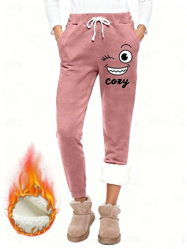 Women's Fleece Pants Chinos Fashion Basic Casual Full
