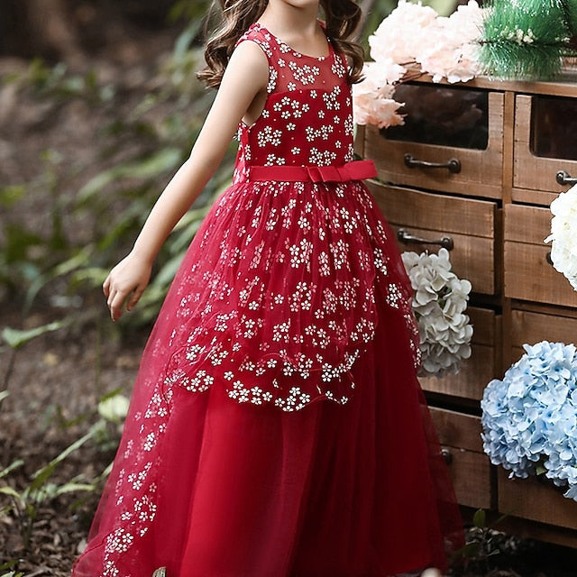 Cosplay Solid Girls' Color Kids Party Dress