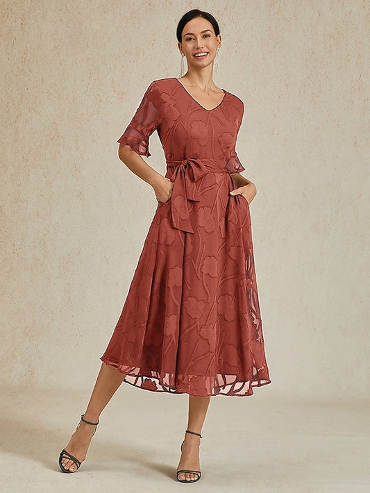 Women's Midi Dress Chiffon Dress Elegant Vacation Wedding