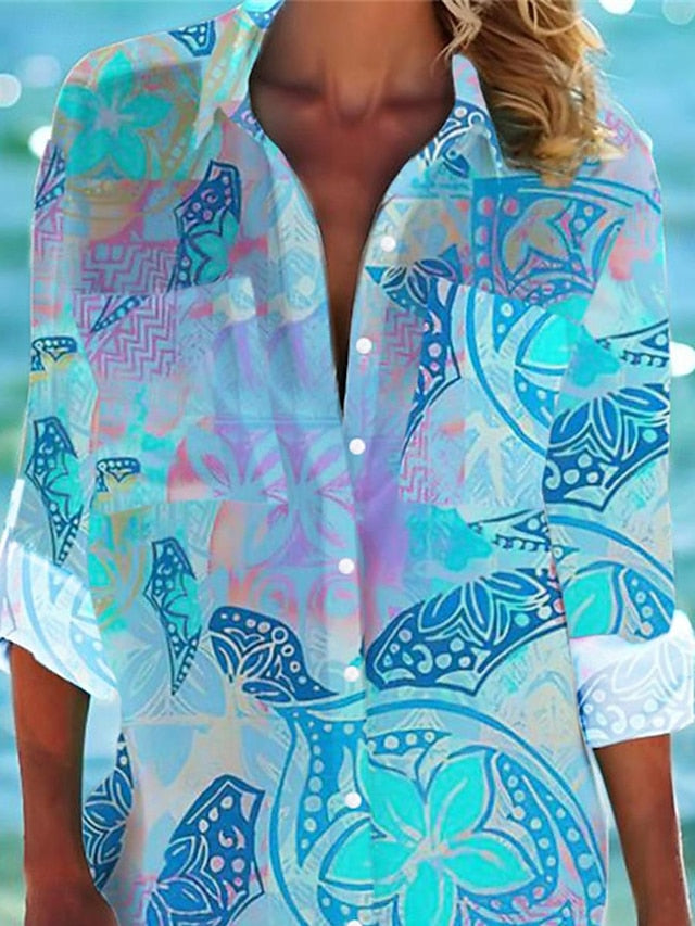 Women's Mini Dress Shirt Dress Hawaiian Shirts  Flowy