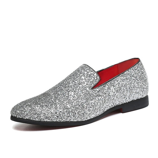 Slip-On Loafers Glitter with and Men's Design Silver