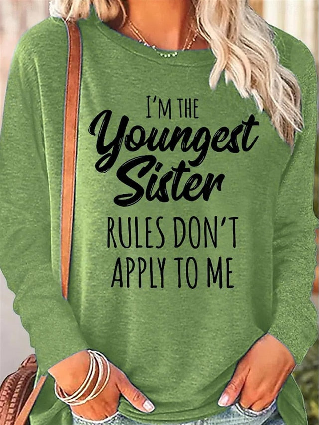 Women's T shirt Long Sleeve Letter Family Fashion Long
