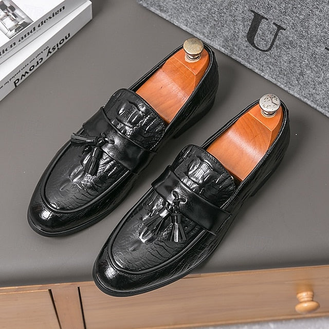 with Green Men's Faux Embossed Loafers Crocodile Leather