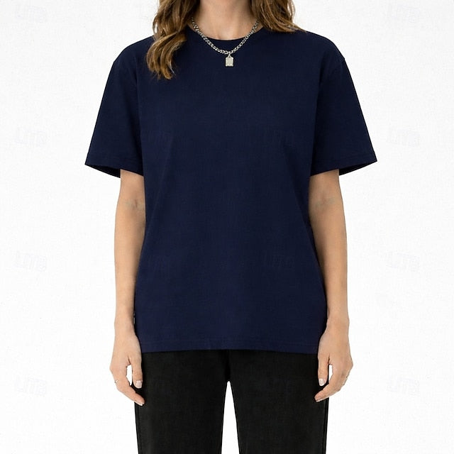 Women's T Shirt Tee 100% Cotton Solid Color Stylish Basic