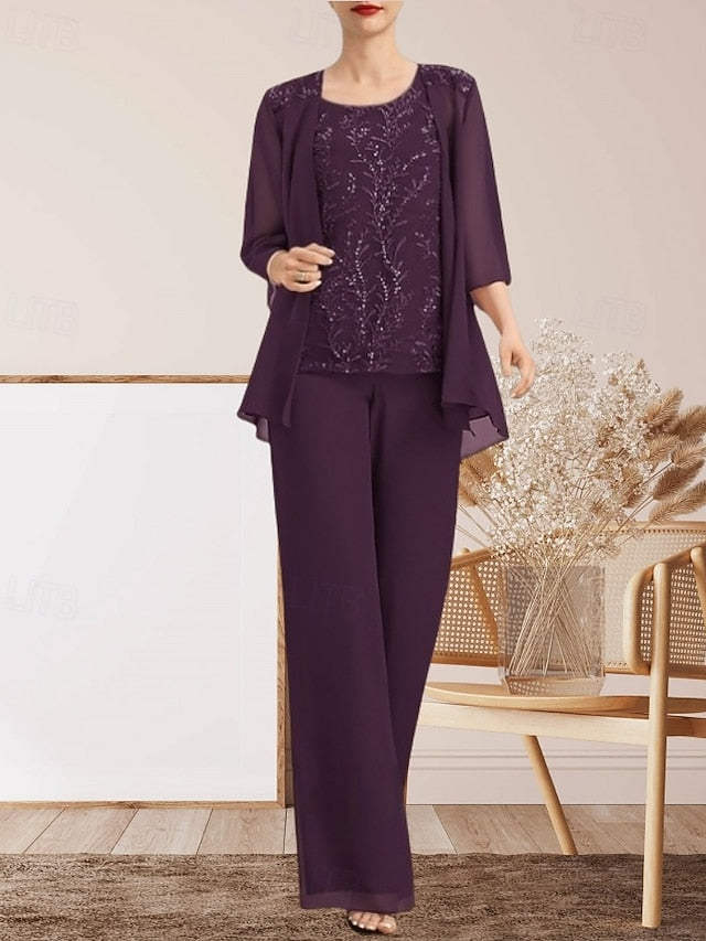 Dress Mother of Guest the Elegant Piece Pantsuit Bride 3 Wedding