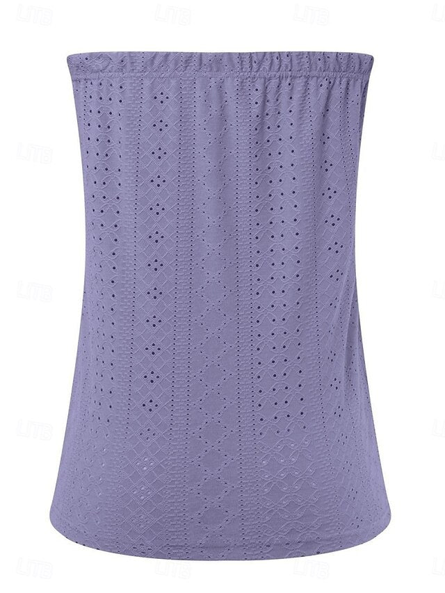 Women's Tubetop Eyelet Solid Color Daily Casual Sleeveless