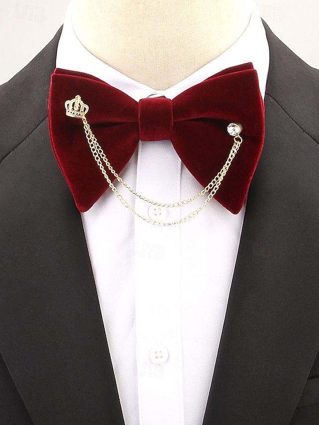 Tie Men's Chain Bow – and Velvet with Detail Crown
