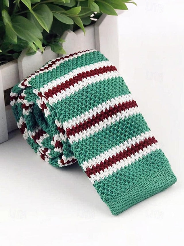 Christmas Stripe Men's Neck Woven - Stylish Knit Tie