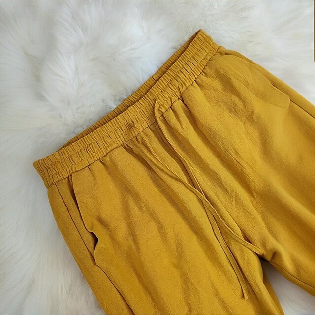 Women's Cotton Linen Pants Slacks Fashion Streetwear Full