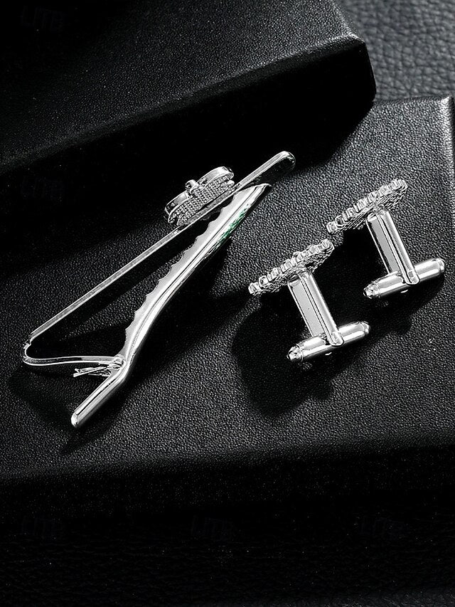 Tie Men's Christmas Set Festive - Cufflinks Tree and Clip