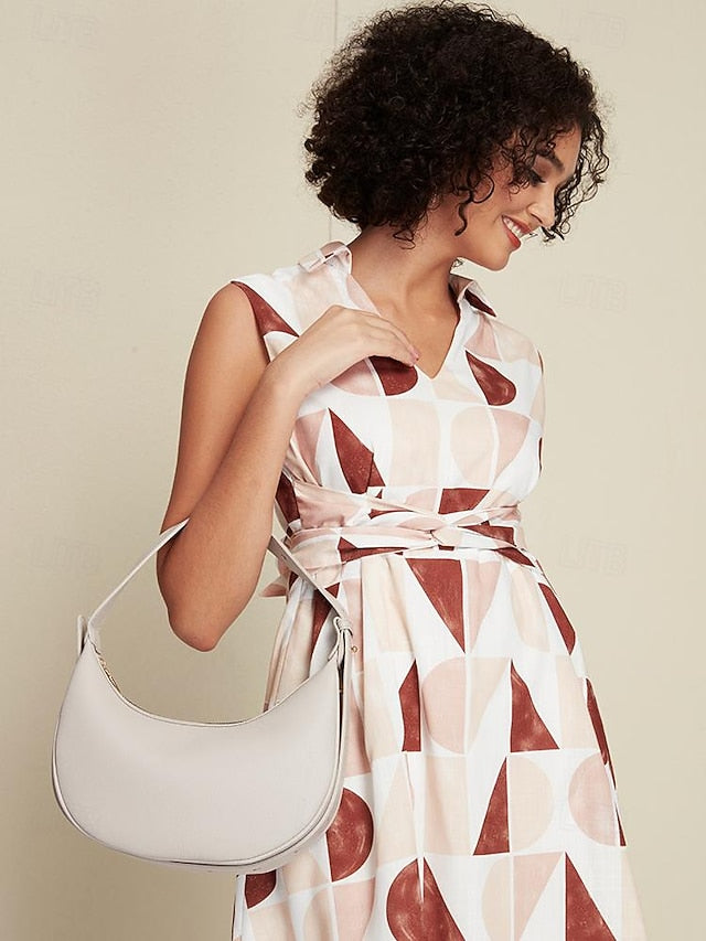 Elegant Stylish Women's White Crescent Bag - Shoulder