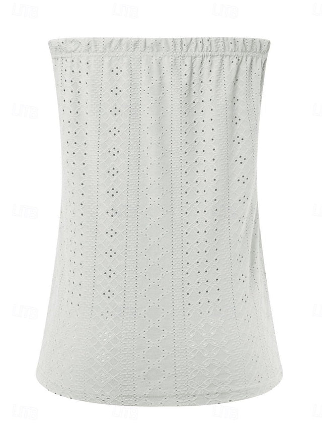 Women's Tubetop Eyelet Solid Color Daily Casual Sleeveless