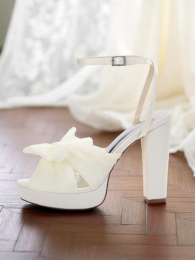 White Platform Strap High Ankle Women's Sandals Heel with