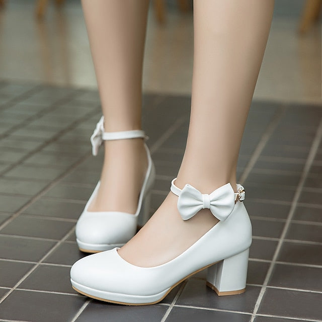Shoes Perfect White Bow for Jane Mary - Girls' Weddings