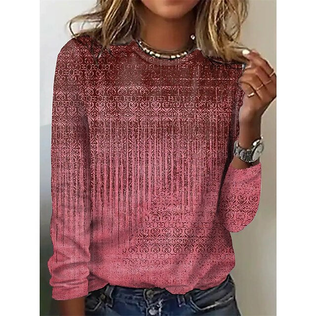 Women's T shirt Long Sleeve Crew Neck Long Sleeve Tunic