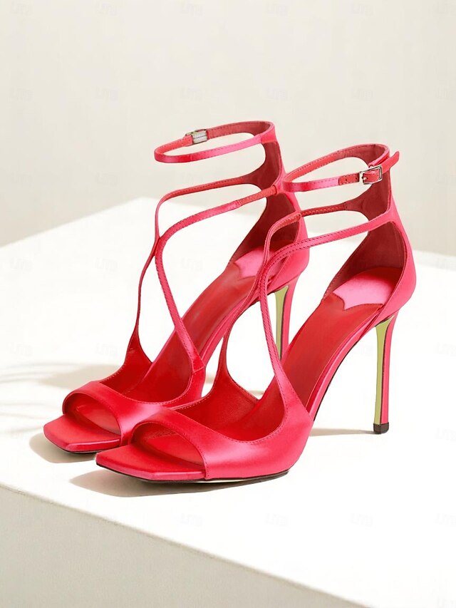 Heels Lavender Satin Crisscross Elegant - Stiletto Women's