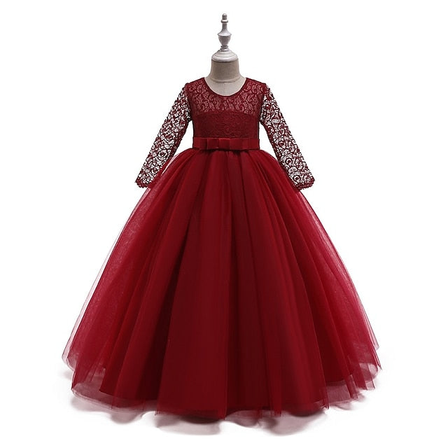 Girl Girls' Dress Kids Flower Wedding Colored Solid