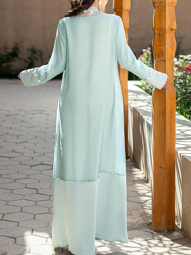 Vintage Mother A-Line Elegant Dress Neck the of Floor Bride Crew