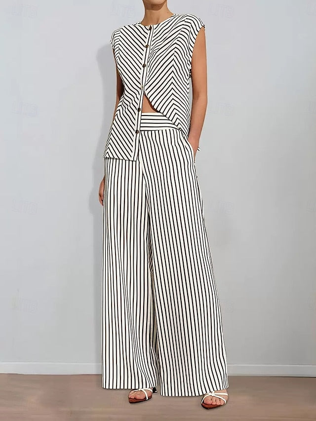 Bride Striped Mother Pantsuit of Print Piece the Two