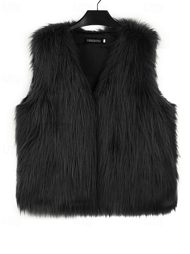 Vest Coat Furs Comfortable Women's Faux Leathers Fur