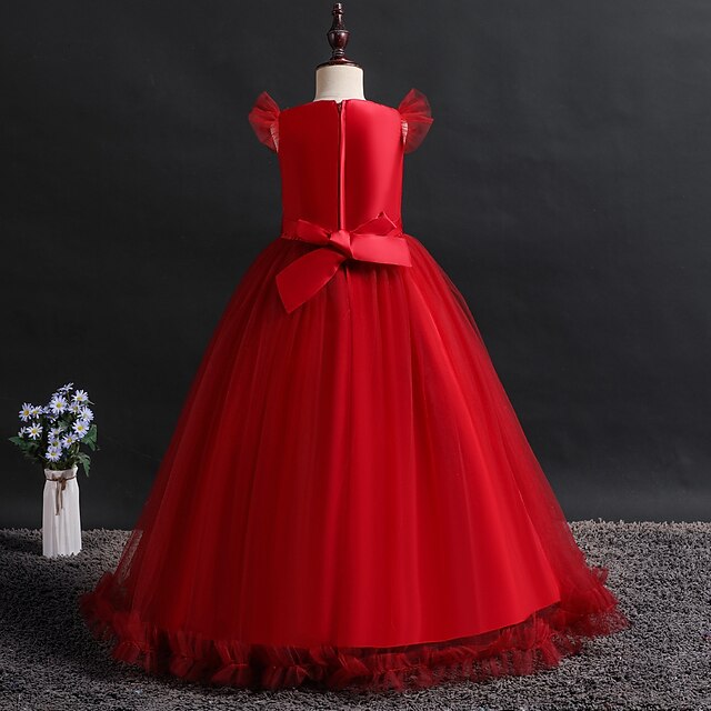 Girl Sleeveless Jacquard Flower Dress Kids Girls'