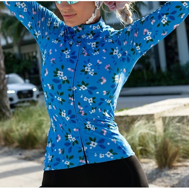 Women's Cycling Jersey Gradient Long Sleeve Bike Jersey Top