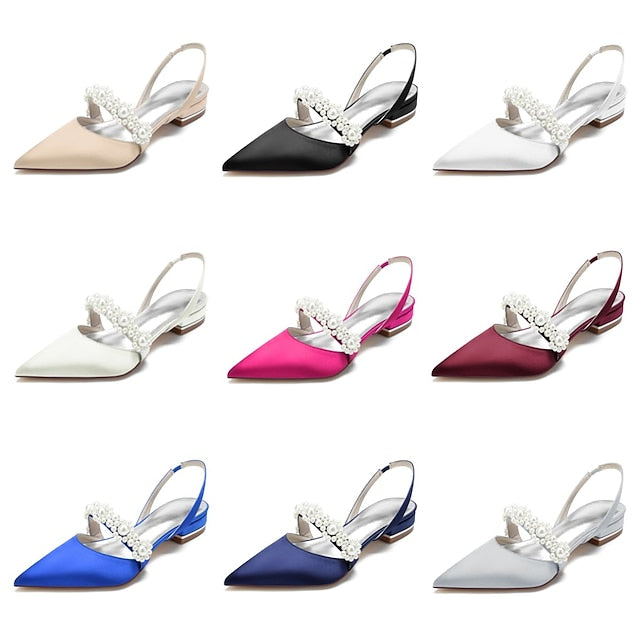 White Pearl Women's Elegant Satin Shoes with
