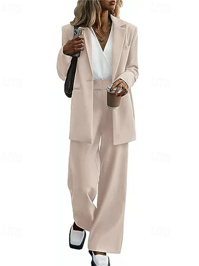 Women's Pants Sets Blazer Suits Long Sleeve Shirt Collar