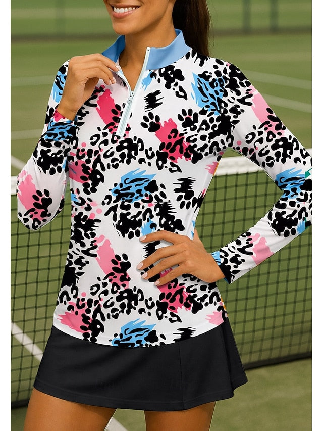 Women's Animal Leopard Sport Shirt Golf Polo Shirt Tennis