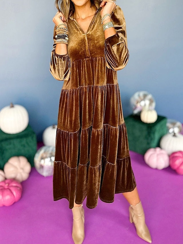 Women's Midi Dress Velvet Dress Fashion Modern Daily Office