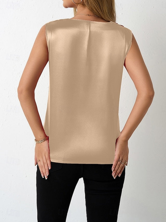 Women's Blouse Plain Active Stylish Sleeveless V Neck Long