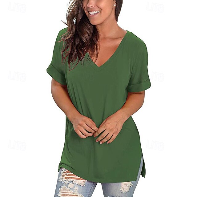 Women's T Shirt Tee Top Solid Color Graphic Plain Fashion