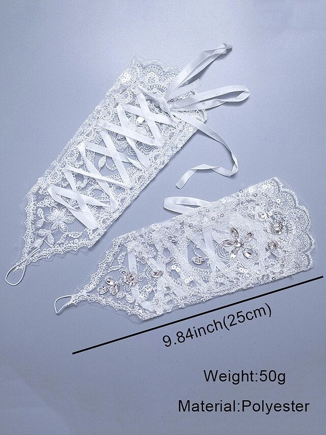 with Elegant Accessories Lace Gloves – Bridal Wedding Pearls