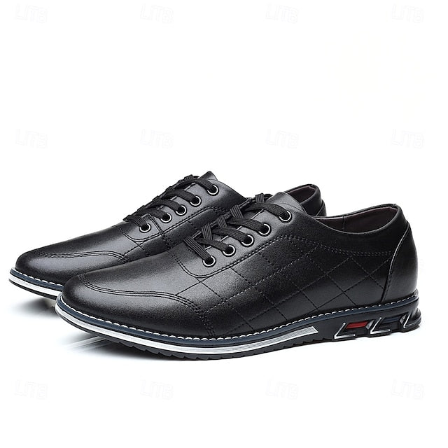 Men's - Stylish Sneakers Blue Quilted Leather Faux Lace-Up