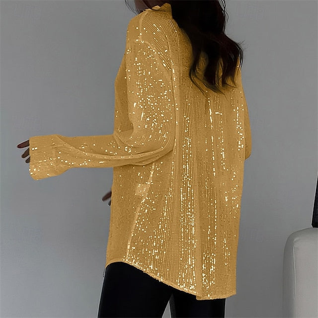Women's Blouse Dressy Tops Sequin Tops Ruched Sequins
