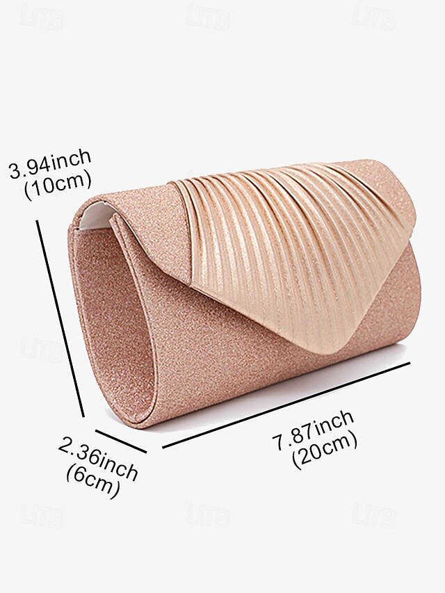 Clutch – with Evening Design Champagne Bag Pleated Glitter